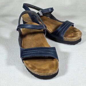 Naot “Madison” Sandals in Soft Ink (Blue) Leather, Women's Size 10